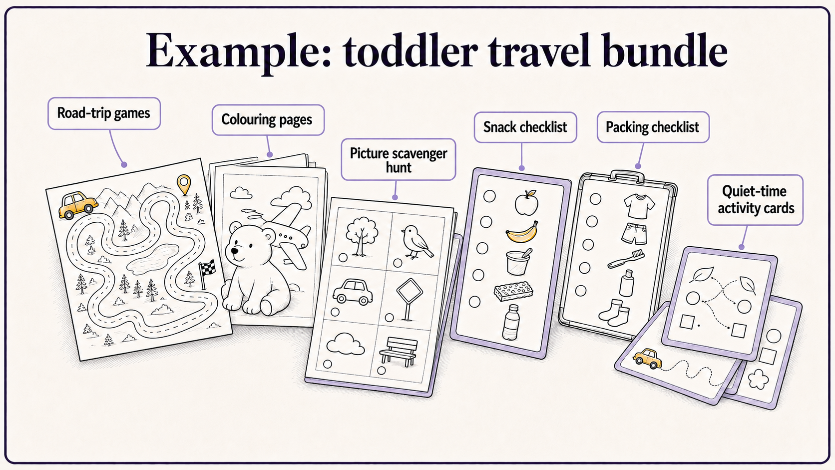 infographic showing how individual printable products can be bundled